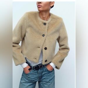 Zara Cropped Teddy Jacket